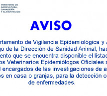 Médicos Veterinarios Epidemiólogos Oficiales a Nivel Nacional