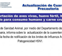 Actualización de cuarentena precautoria por H5N1