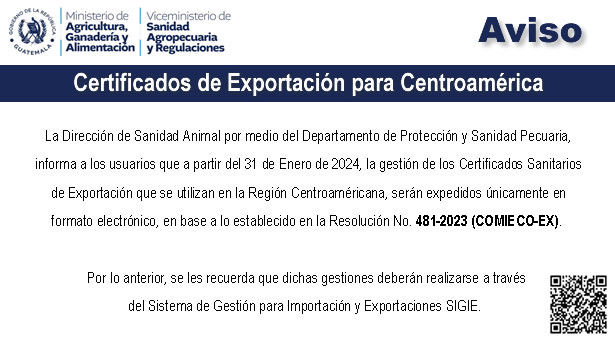 Certificados de Exportación a Centroamérica